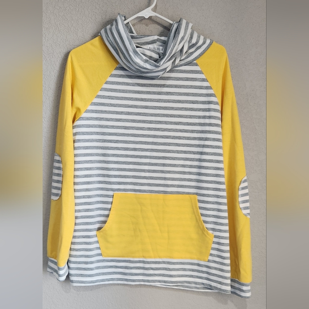 Grey & Yellow Striped Pullover